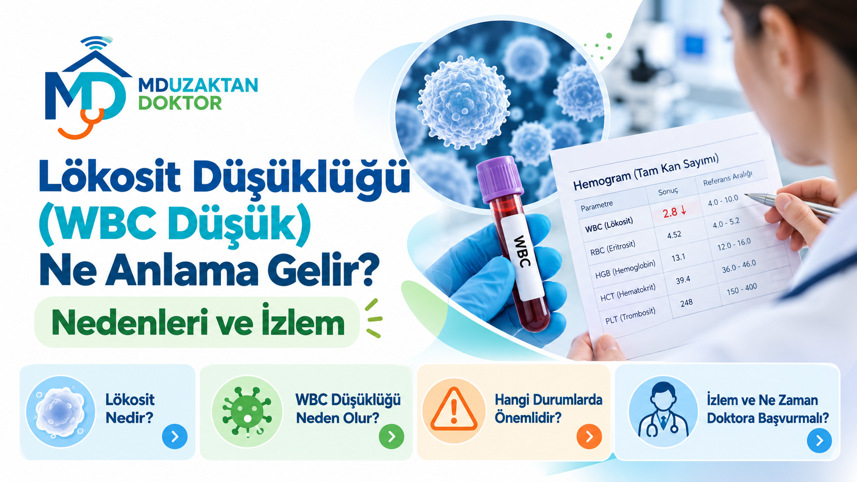 Lökosit Düşüklüğü (WBC Düşük) Ne Anlama Gelir? Nedenleri ve İzlem