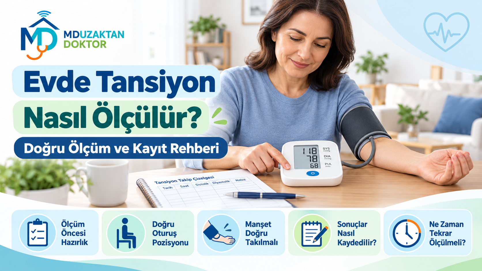 Evde Tansiyon Nasıl Ölçülür? Doğru Ölçüm ve Kayıt Rehberi