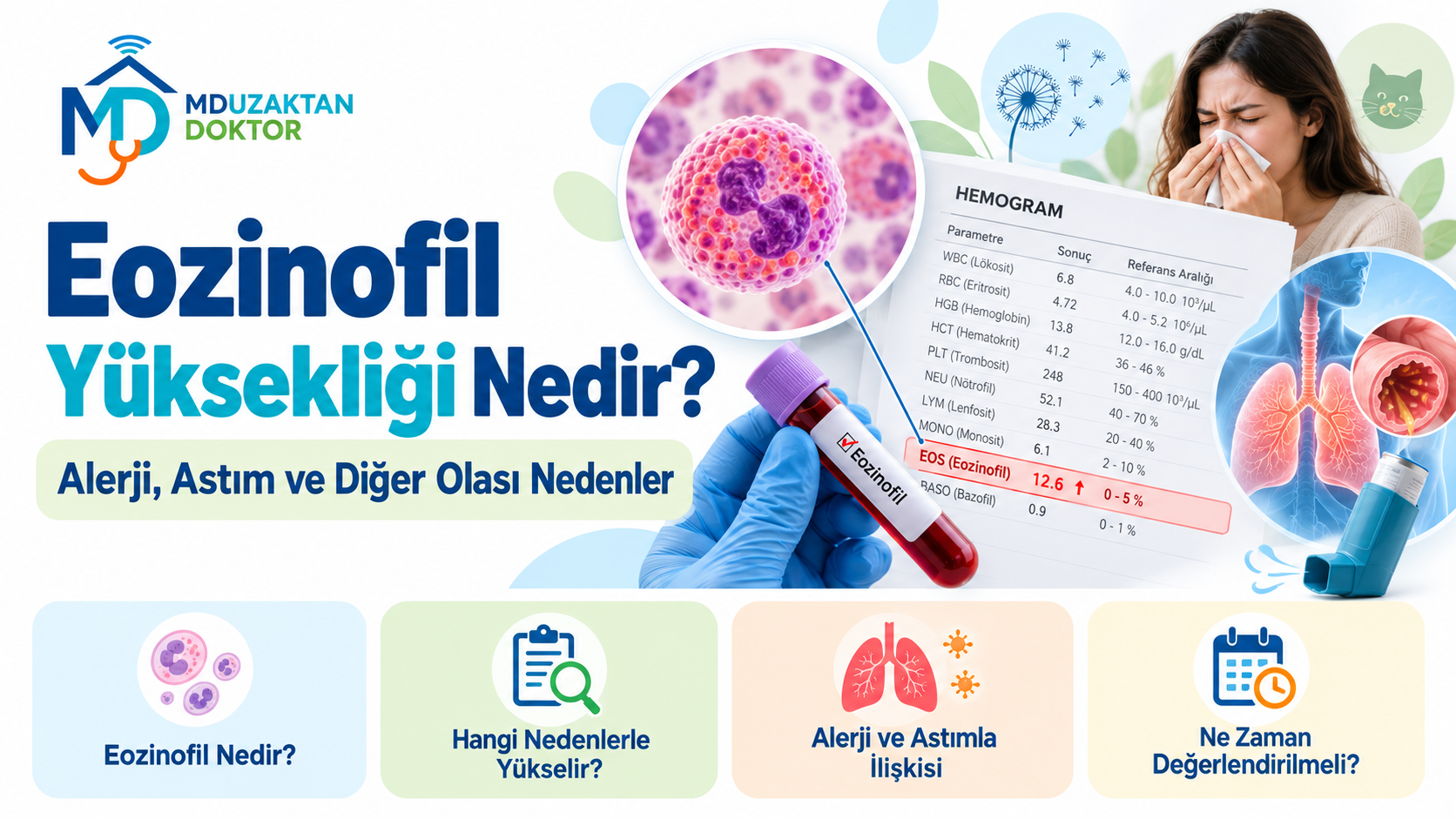 Eozinofil Yüksekliği Nedir? Alerji, Astım ve Diğer Olası Nedenler