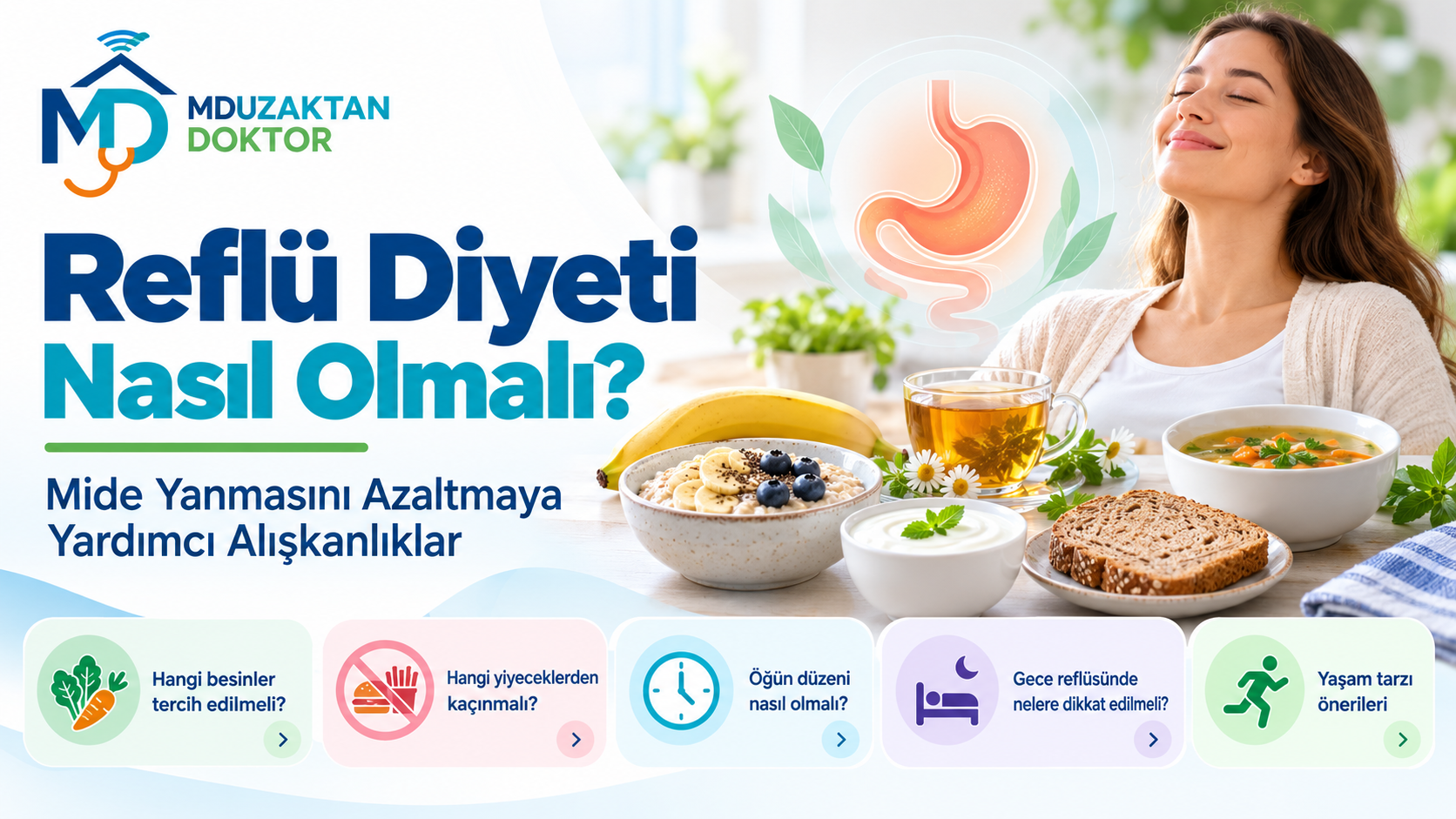 Reflü Diyeti Nasıl Olmalı? Mide Yanmasını Azaltmaya Yardımcı Alışkanlıklar